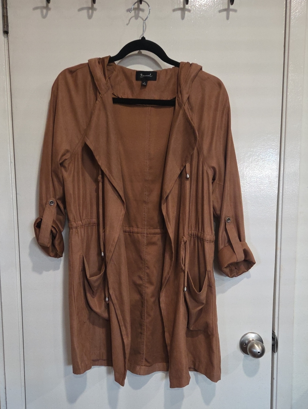 Tan Hooded Utility Jacket for Women